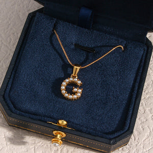 Gold-Finished Initial Necklace with Freshwater Pearls – Customizable Personalized Jewelry for Women