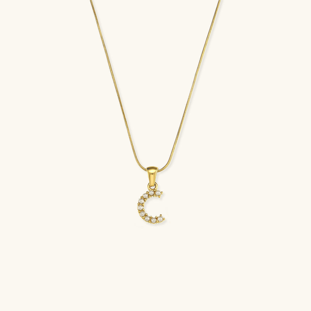 Gold-Finished Initial Necklace with Freshwater Pearls – Customizable Personalized Jewelry for Women