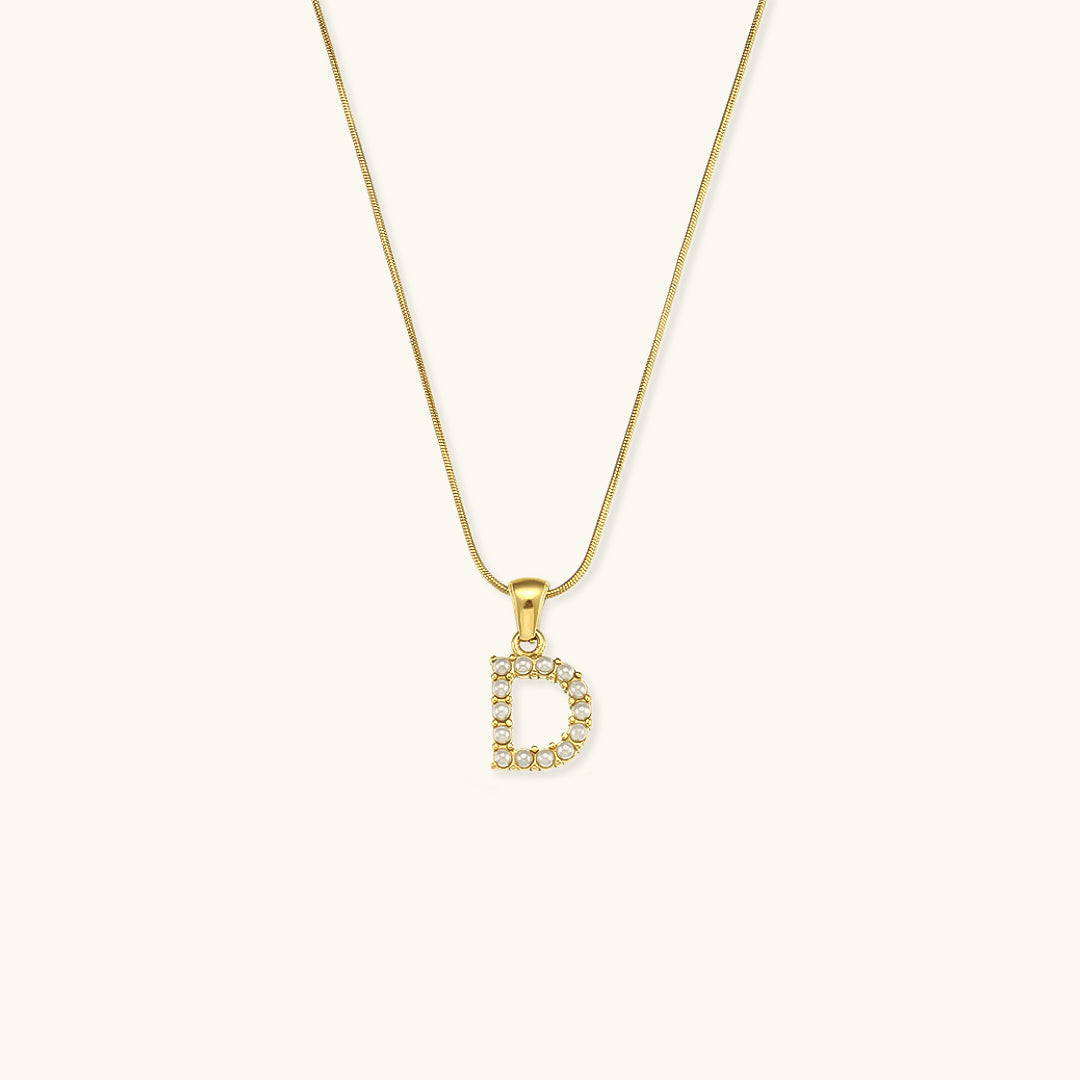 Gold-Finished Initial Necklace with Freshwater Pearls – Customizable Personalized Jewelry for Women