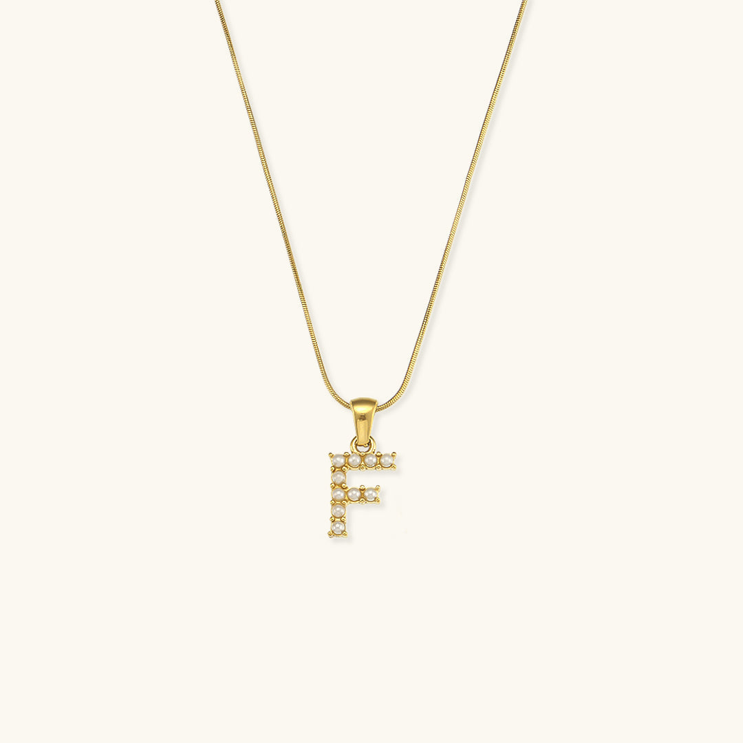 Gold-Finished Initial Necklace with Freshwater Pearls – Customizable Personalized Jewelry for Women
