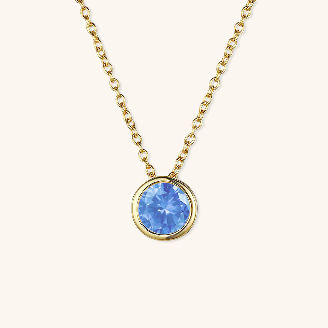 Gold Birthstone Necklace for Women - Personalized 14k Gold Pendant with Birth Month Gemstone