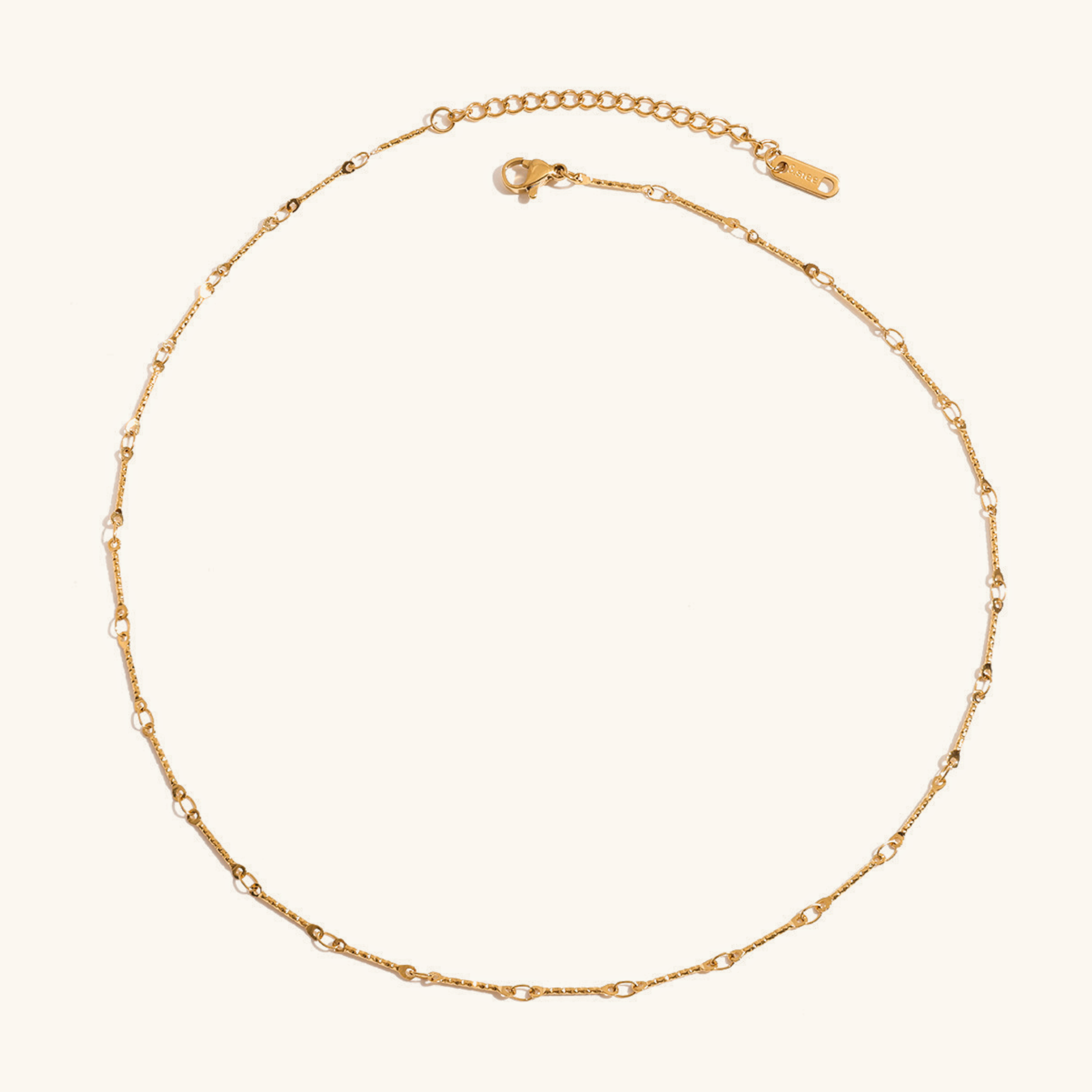 Gold Chain Necklace for Women, 16-Inch Adjustable Linked Necklace in 18k Gold Plated Stainless Steel, Waterproof and Hypoallergenic