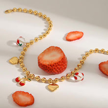 Load image into Gallery viewer, Gold Cherry Heart Necklace for Women – Waterproof, Hypoallergenic, Adjustable 16-Inch Chain with 2-Inch Extension
