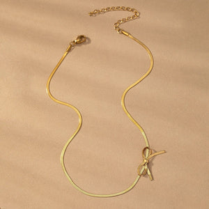 Gold Dainty Bow Necklace for Women – Elegant Stainless Steel Jewelry with Extender, Lightweight and Stylish