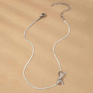 Gold Dainty Bow Necklace for Women – Elegant Stainless Steel Jewelry with Extender, Lightweight and Stylish