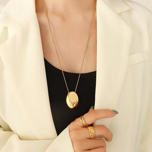 Gold Dome Pendant Necklace for Women – 18k Gold-Plated, Waterproof, Hypoallergenic Jewelry, 23 Inches