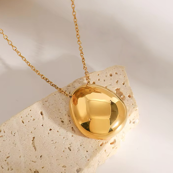 Gold Dome Pendant Necklace for Women – 18k Gold-Plated, Waterproof, Hypoallergenic Jewelry, 23 Inches
