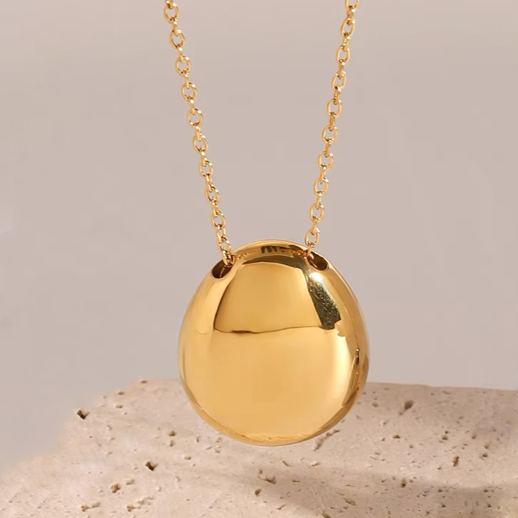Gold Dome Pendant Necklace for Women – 18k Gold-Plated, Waterproof, Hypoallergenic Jewelry, 23 Inches
