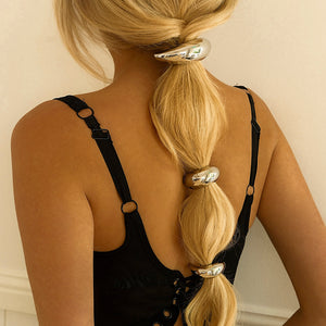 Gold Dome Ponytail Cuff - Hypoallergenic Stainless Steel-Plated Hair Accessory with Stretchy Band for Secure Fit