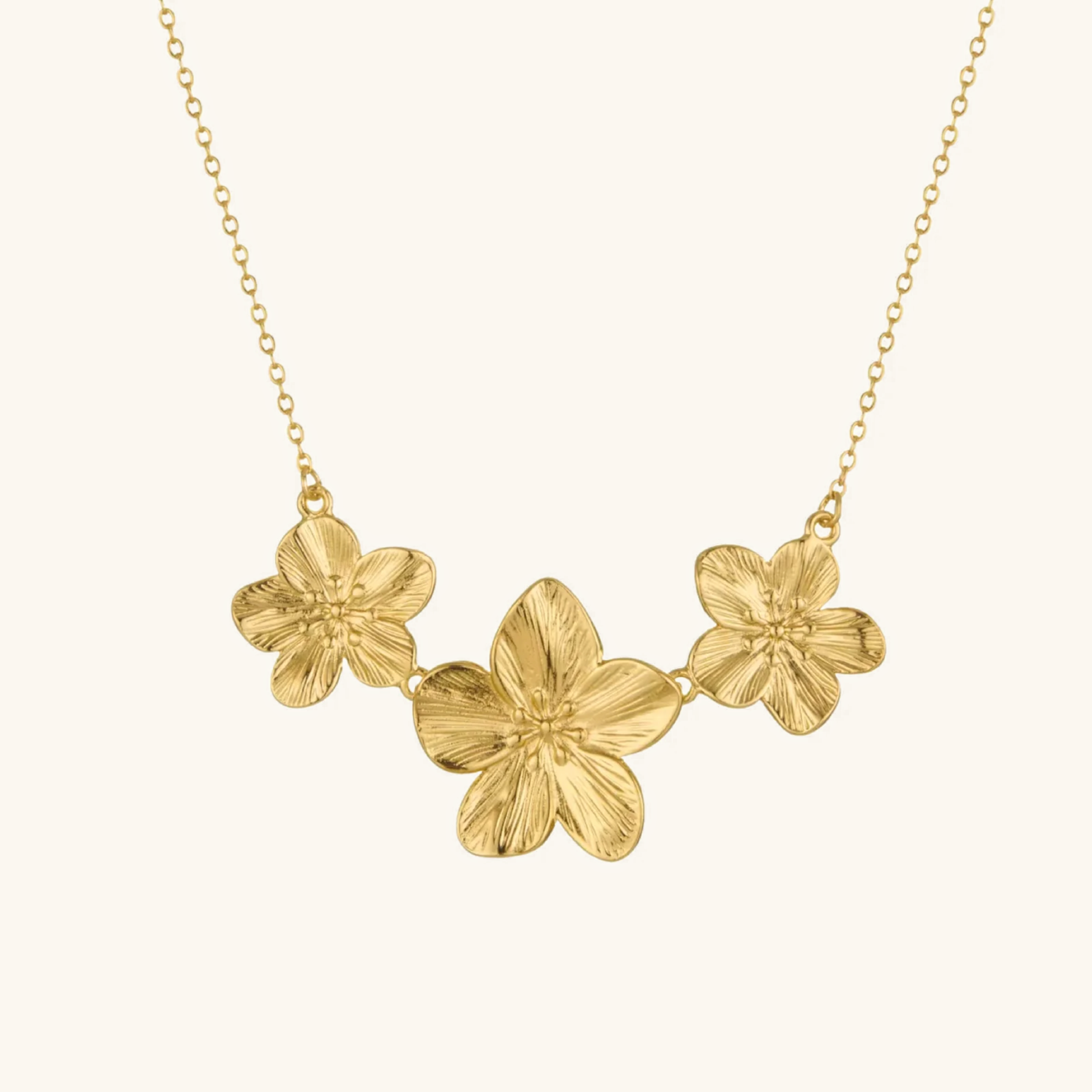 Gold Flower Necklace for Women – Bohemian Chic Design, Waterproof, Hypoallergenic, Stainless Steel with 18k Gold Plating, 18-Inch Length