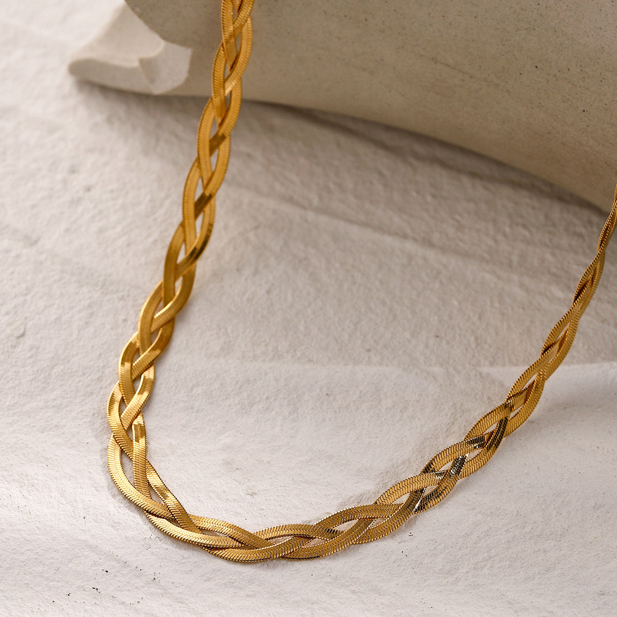 Gold Herringbone Necklace for Women – Layered Design, Waterproof, Hypoallergenic Gold Chain, 15-Inch Length