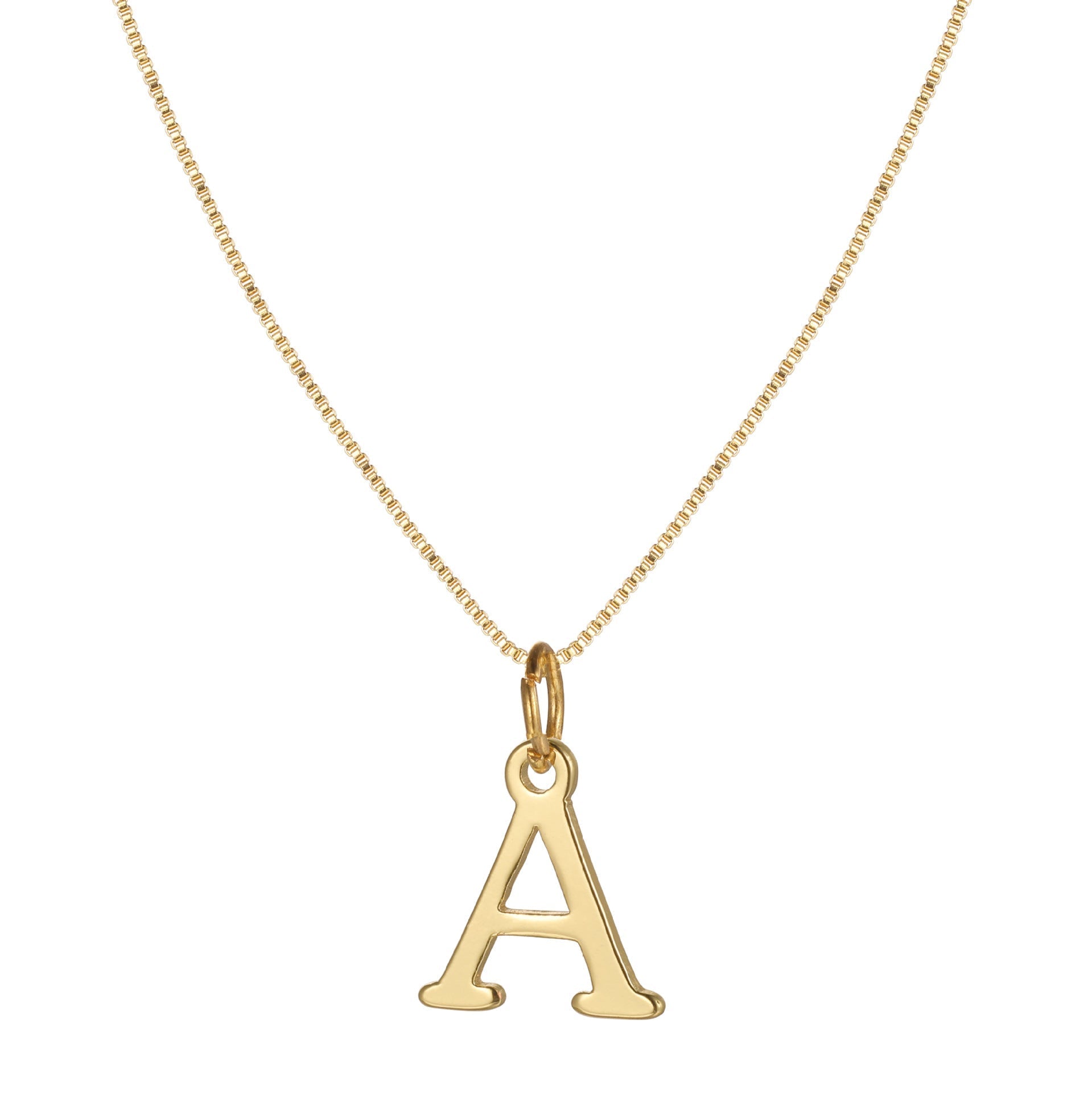 Gold Initial Necklace for Women, 14k Gold-Plated Minimal Serif Design, Adjustable Length Everyday Accessory