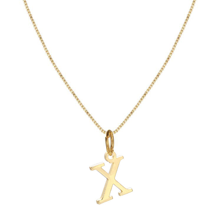Gold Initial Necklace for Women, 14k Gold-Plated Minimal Serif Design, Adjustable Length Everyday Accessory