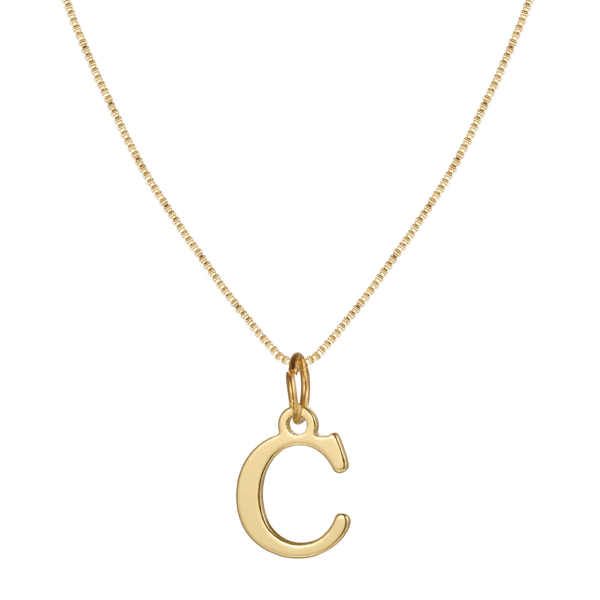 Gold Initial Necklace for Women, 14k Gold-Plated Minimal Serif Design, Adjustable Length Everyday Accessory