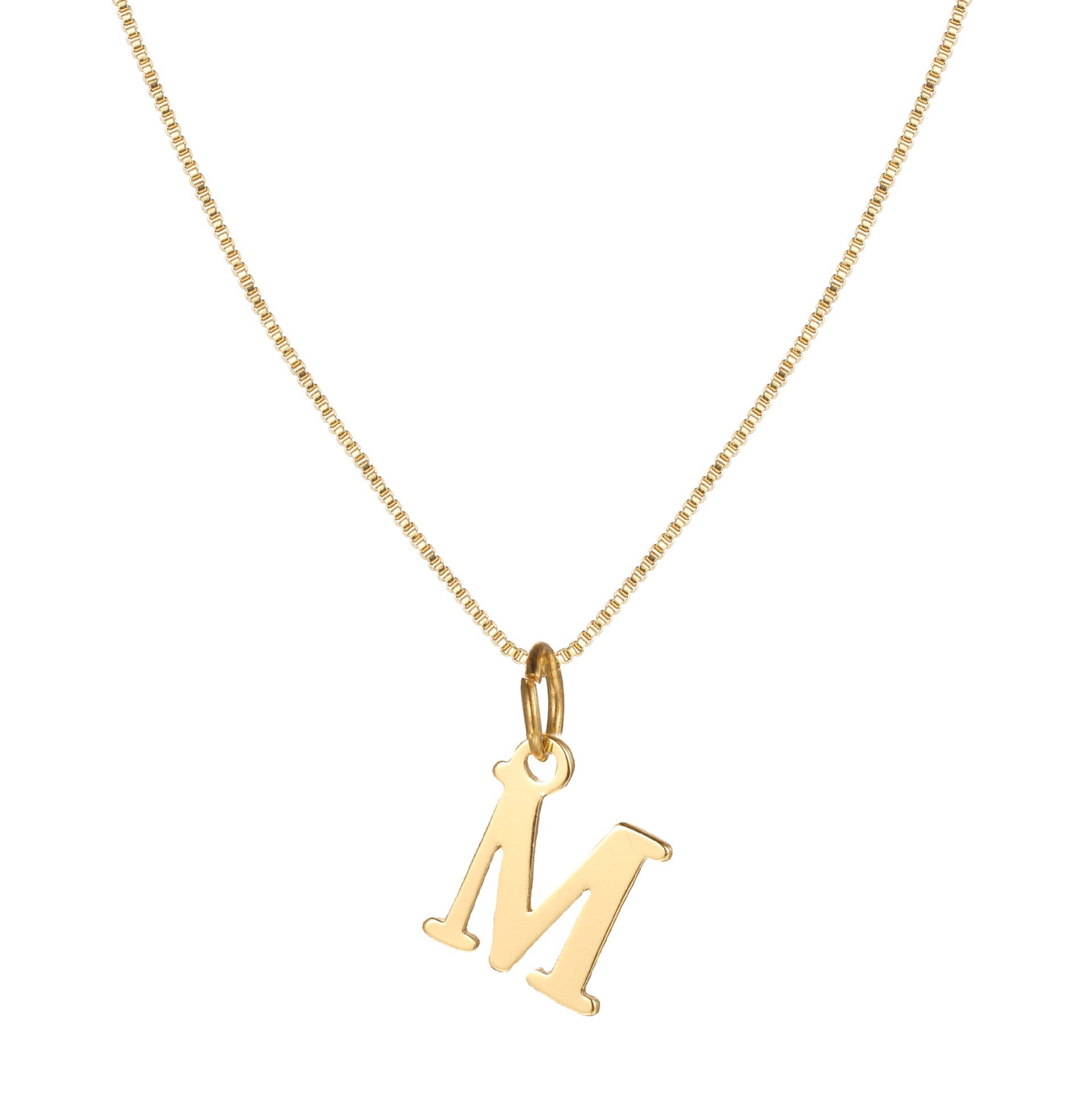 Gold Initial Necklace for Women, 14k Gold-Plated Minimal Serif Design, Adjustable Length Everyday Accessory
