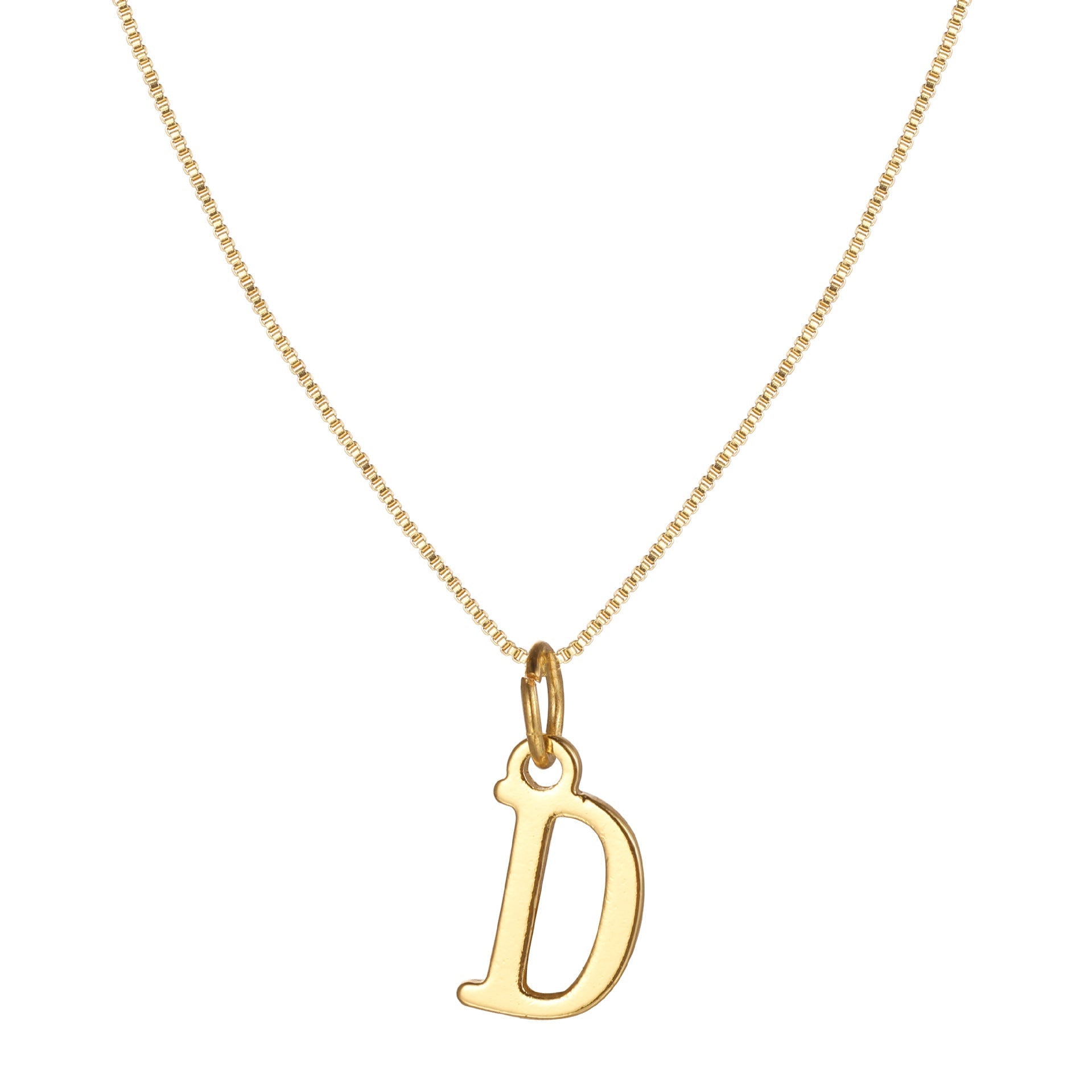 Gold Initial Necklace for Women, 14k Gold-Plated Minimal Serif Design, Adjustable Length Everyday Accessory