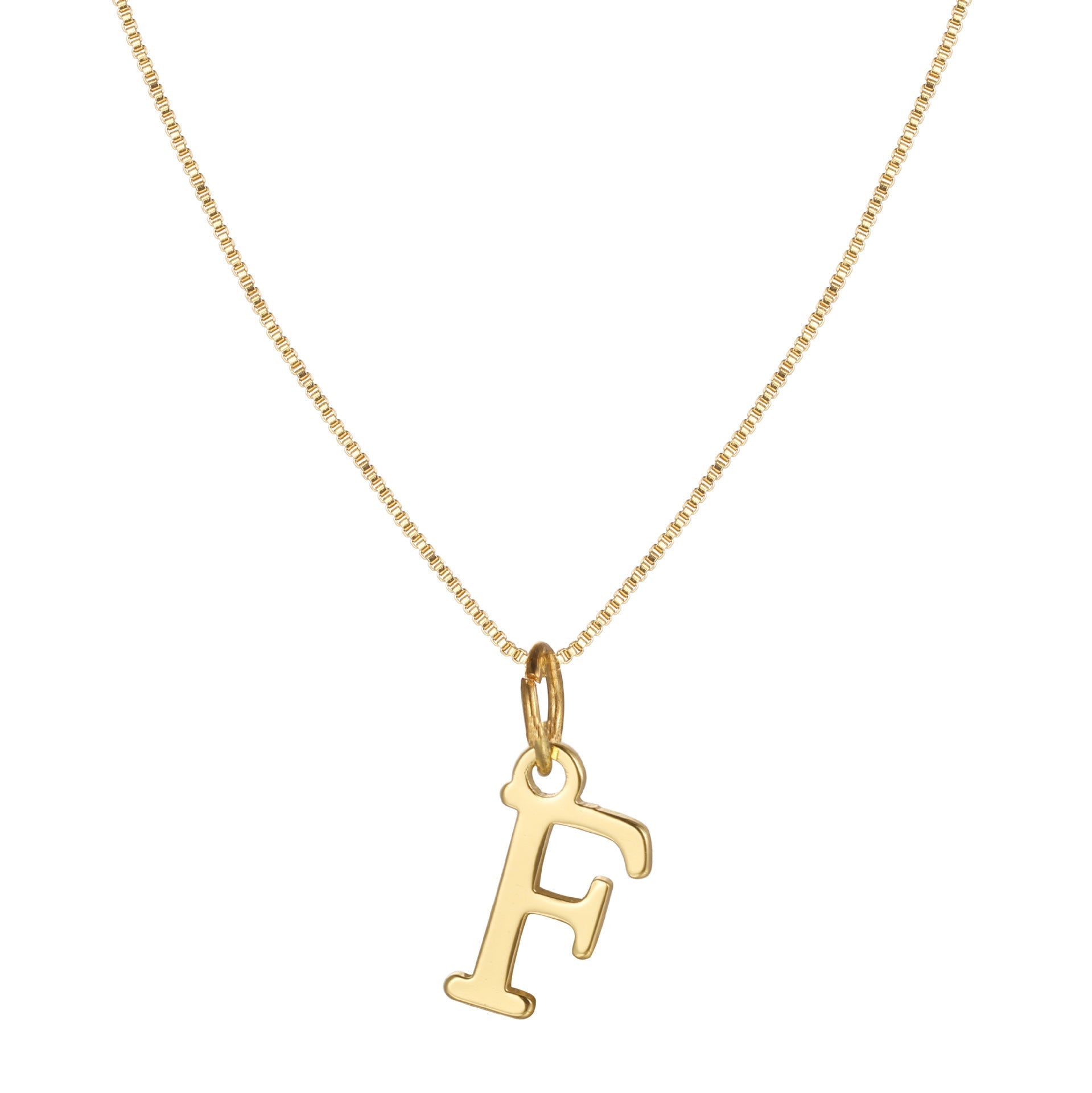 Gold Initial Necklace for Women, 14k Gold-Plated Minimal Serif Design, Adjustable Length Everyday Accessory