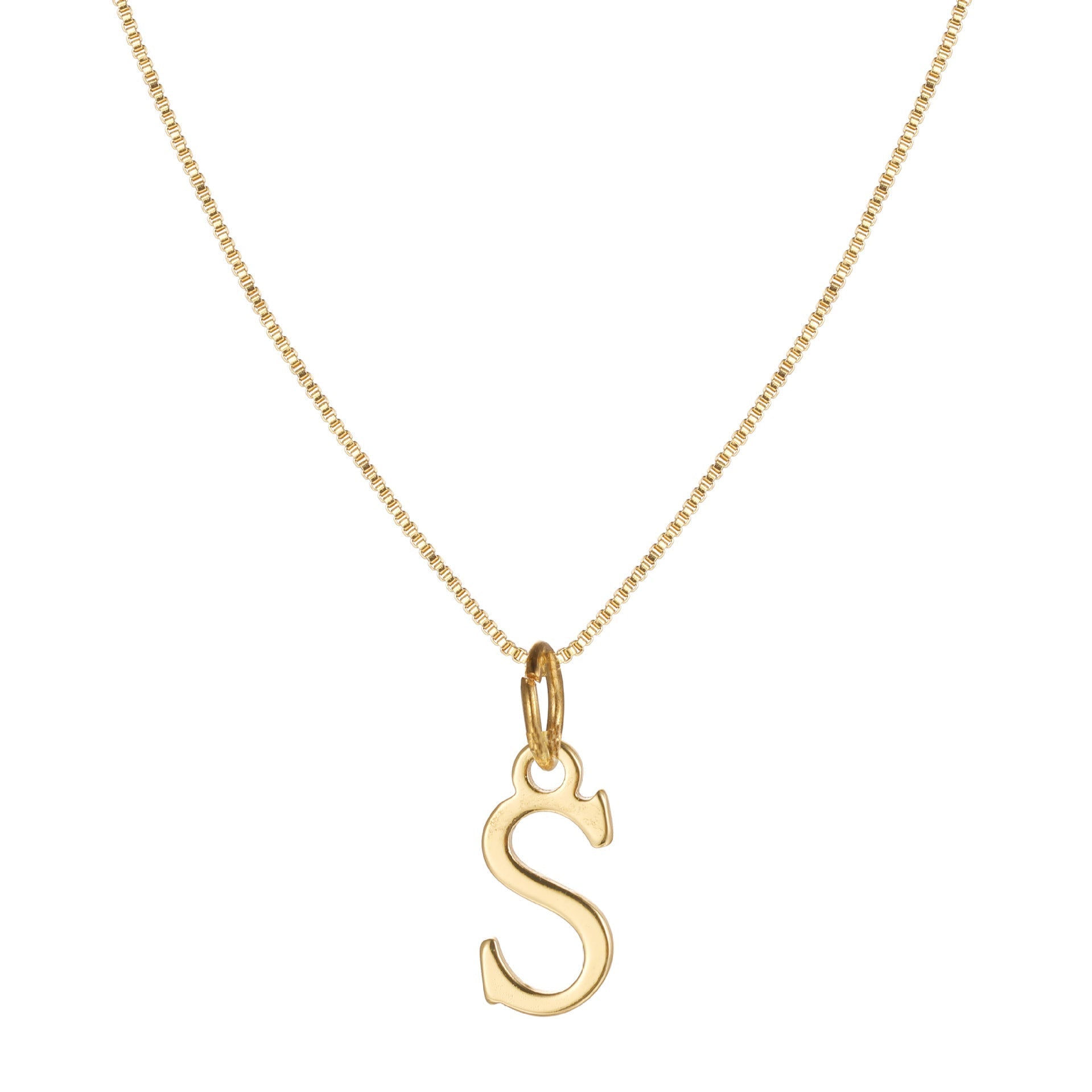 Gold Initial Necklace for Women, 14k Gold-Plated Minimal Serif Design, Adjustable Length Everyday Accessory