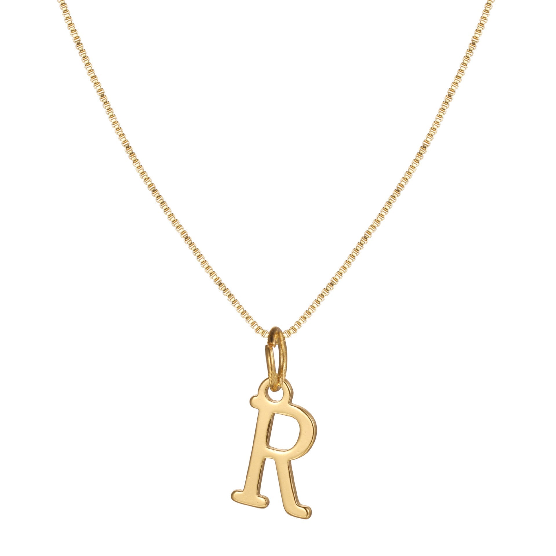 Gold Initial Necklace for Women, 14k Gold-Plated Minimal Serif Design, Adjustable Length Everyday Accessory