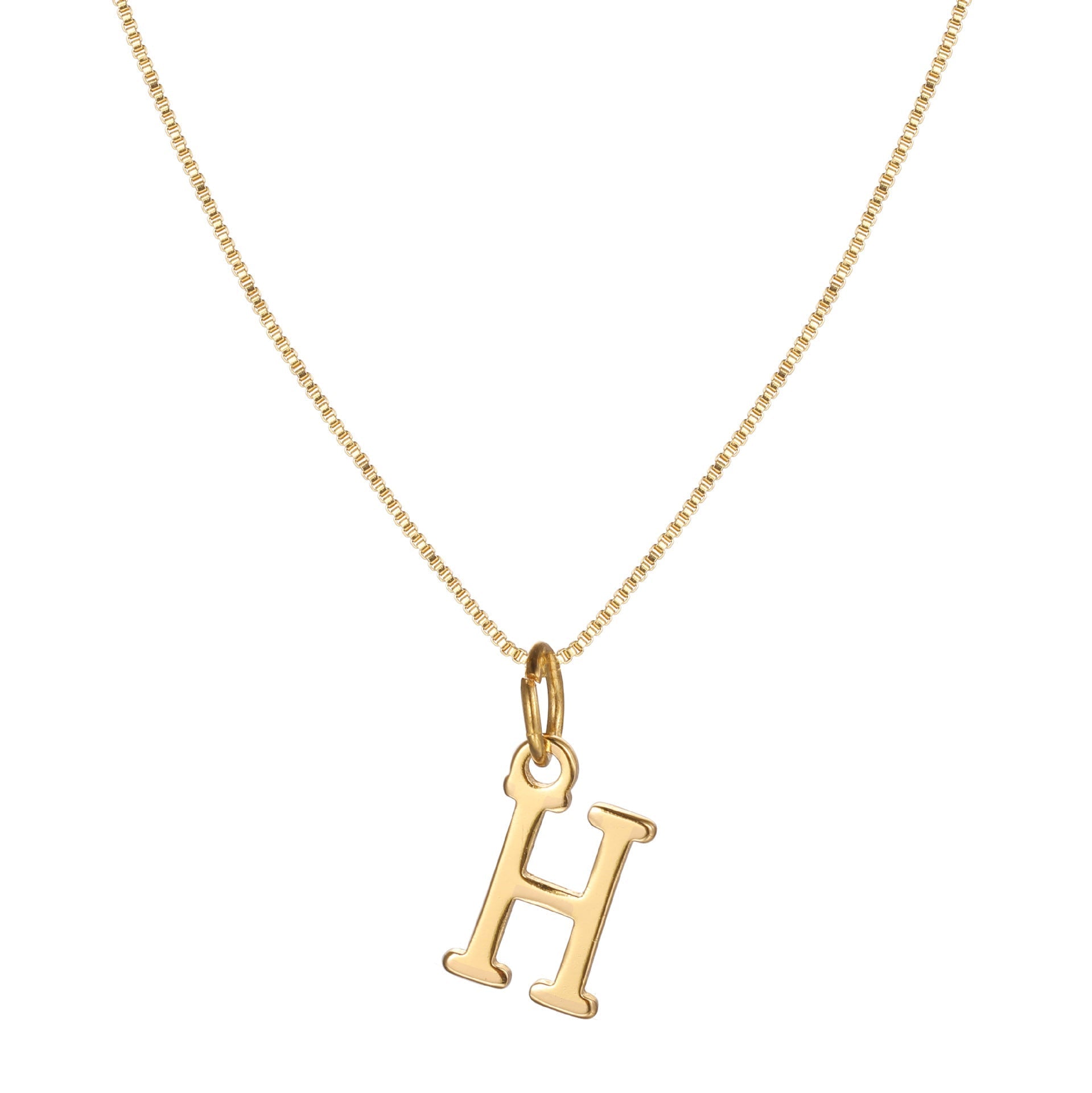 Gold Initial Necklace for Women, 14k Gold-Plated Minimal Serif Design, Adjustable Length Everyday Accessory