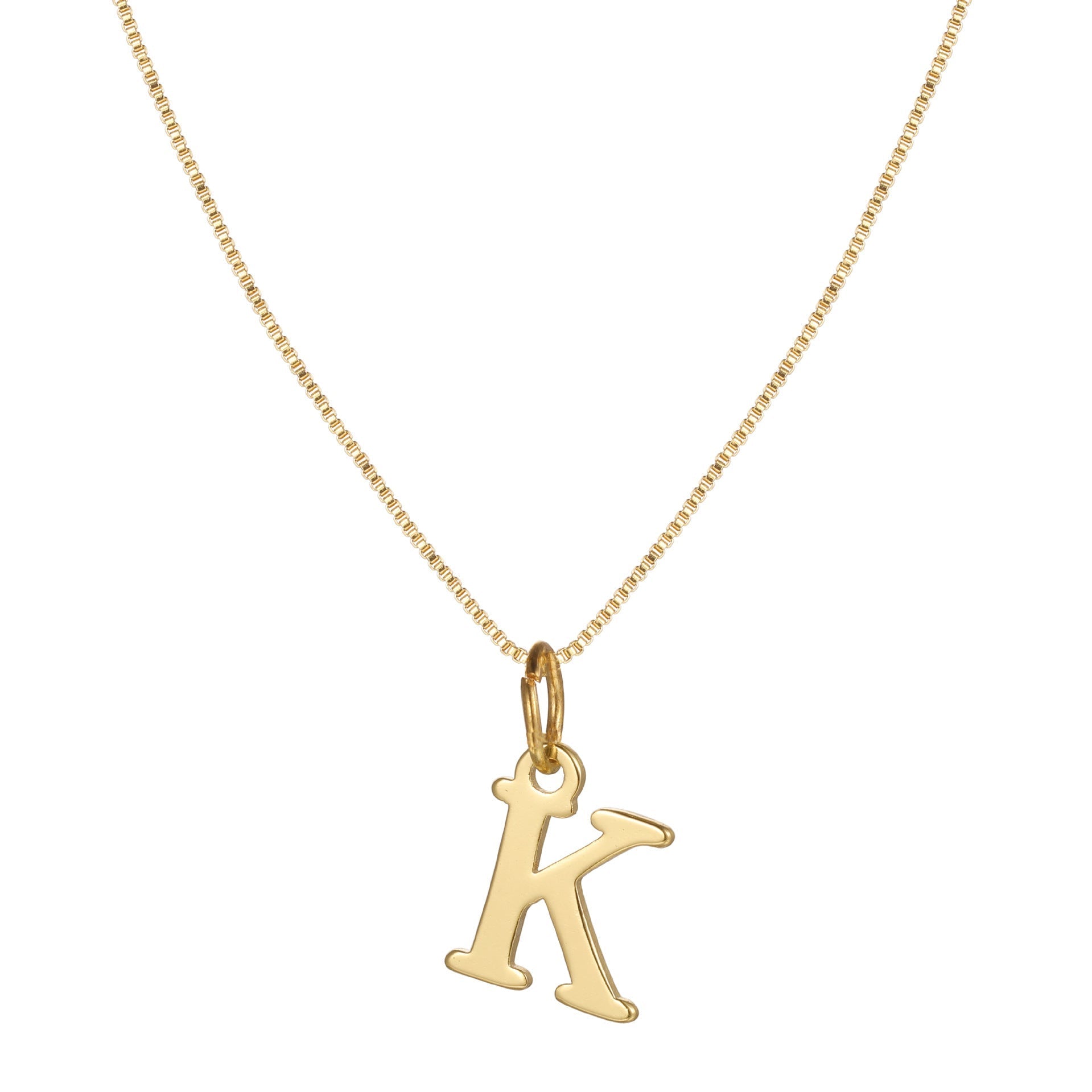 Gold Initial Necklace for Women, 14k Gold-Plated Minimal Serif Design, Adjustable Length Everyday Accessory