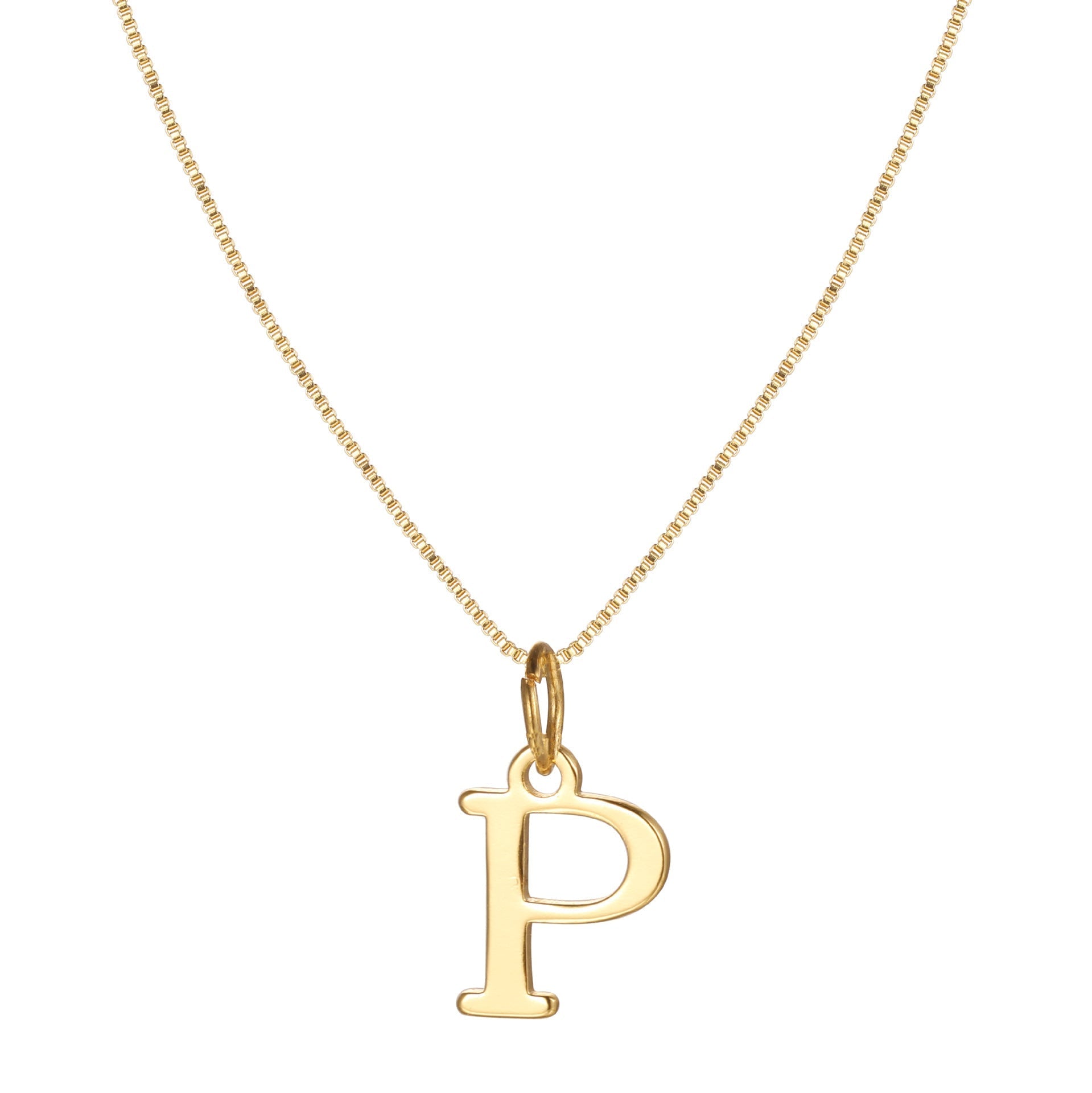 Gold Initial Necklace for Women, 14k Gold-Plated Minimal Serif Design, Adjustable Length Everyday Accessory