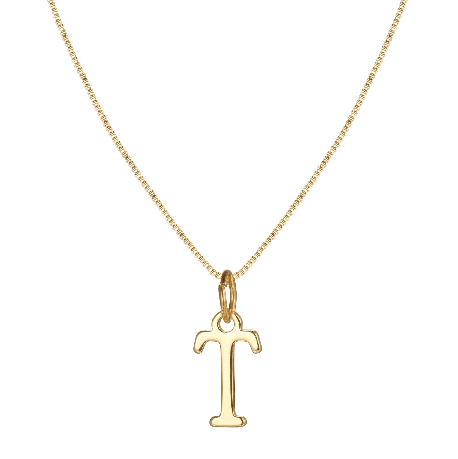 Gold Initial Necklace for Women, 14k Gold-Plated Minimal Serif Design, Adjustable Length Everyday Accessory