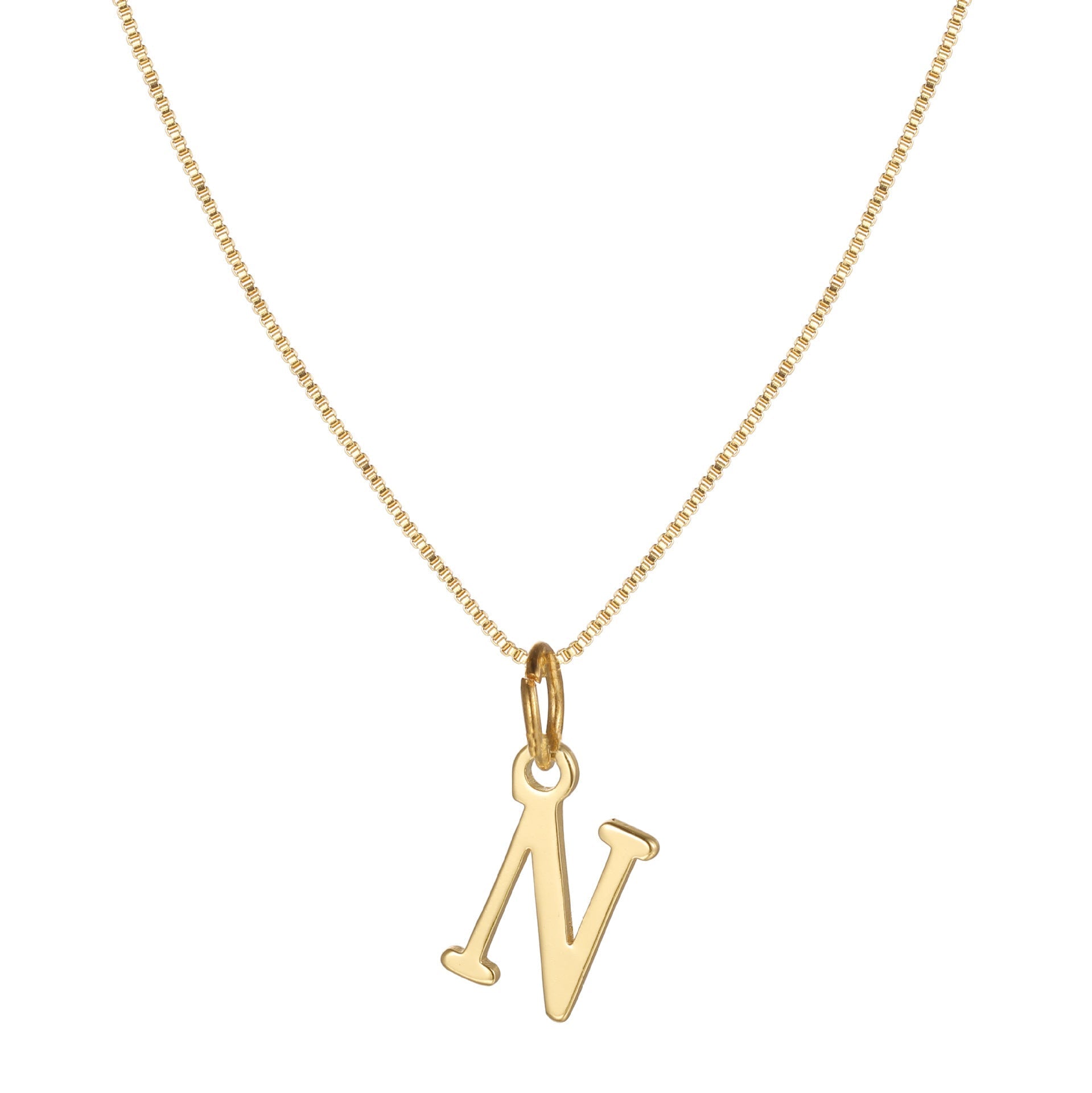 Gold Initial Necklace for Women, 14k Gold-Plated Minimal Serif Design, Adjustable Length Everyday Accessory