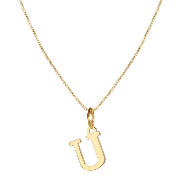 Gold Initial Necklace for Women, 14k Gold-Plated Minimal Serif Design, Adjustable Length Everyday Accessory