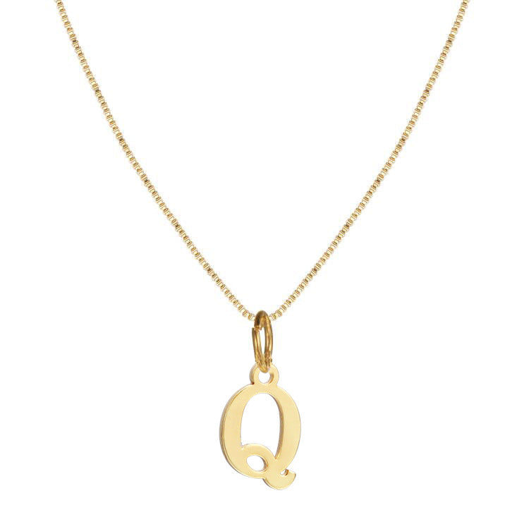 Gold Initial Necklace for Women, 14k Gold-Plated Minimal Serif Design, Adjustable Length Everyday Accessory