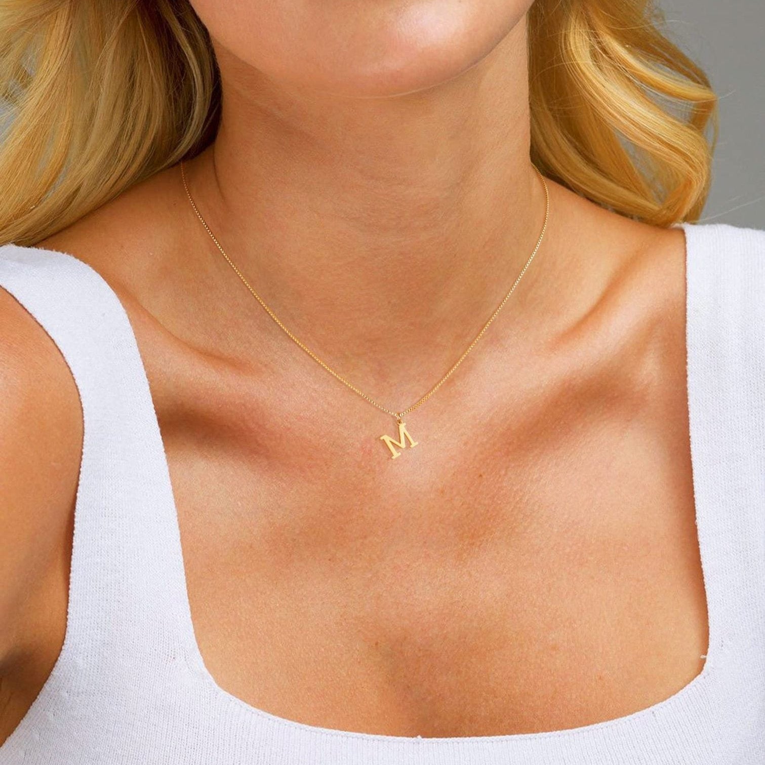 Gold Initial Necklace for Women – Hypoallergenic Stainless Steel with 14k Gold Plating, 16-Inch Chain