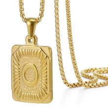Load image into Gallery viewer, Gold Initial Necklace with Textured Rectangle Pendant – Personalized Stainless Steel Jewelry for Women
