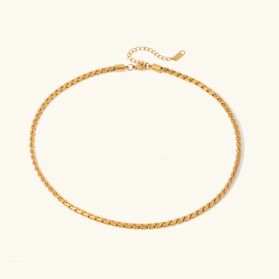Gold Necklace for Women - 18k Gold-Plated Stainless Steel Round Link Chain - Hypoallergenic and Lightweight