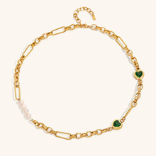 Load image into Gallery viewer, Gold Pearl Necklace &amp; Bracelet Set – Hypoallergenic, Waterproof, Eco-Friendly Jewelry for Women
