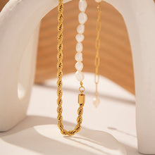Load image into Gallery viewer, Gold Pearl Necklace with Freshwater Pearls – 18k Gold Chain, Adjustable Length 18-22 Inches, Elegant Women's Jewelry
