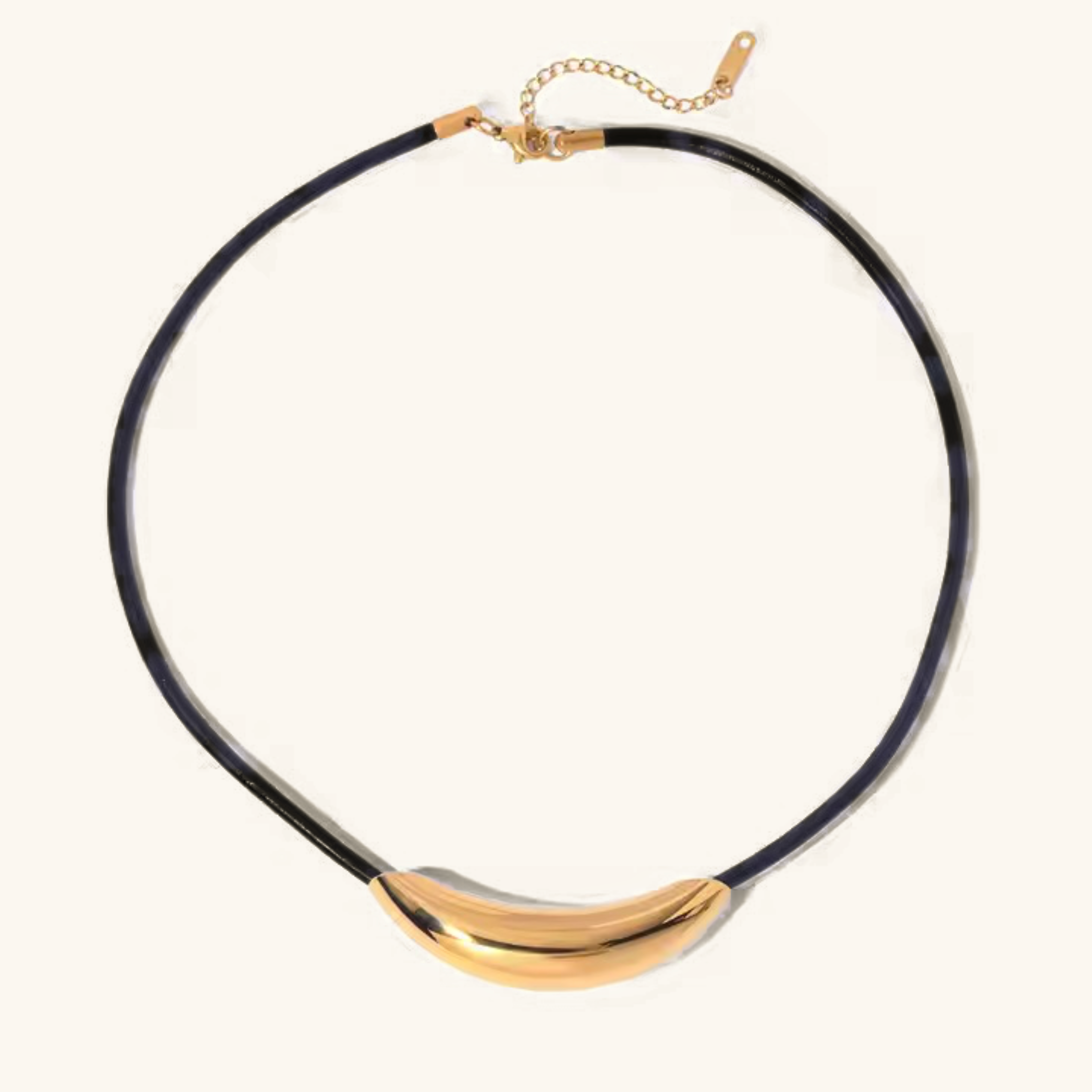 Gold Pendant Necklace for Women – Minimalist 18k Gold Chain with Slim Black Cord, Waterproof and Hypoallergenic