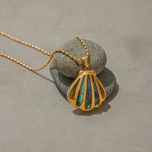 Load image into Gallery viewer, Gold Seashell Pendant Necklace with Opal Shimmer – Waterproof, Hypoallergenic Stainless Steel Jewelry for Women, 18-Inch Length
