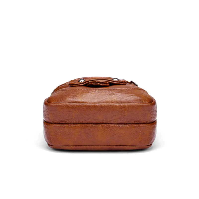 Women's Crossbody Bag Brown Small PU Leather Vintage Style