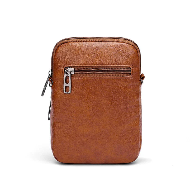 Women's Crossbody Bag Brown Small PU Leather Vintage Style