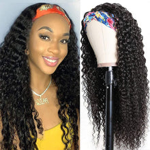Load image into Gallery viewer, Headband Wig Human Hair Water Wave Glueless Brazilian Remy Wate Curly Headband Half Wigs For Black Women 150% 30 to 36 Inch
