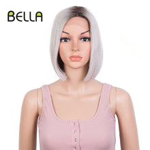 Load image into Gallery viewer, Bella Bob Wig Synthetic Lace Wig Short Blonde Bob Pink 613 Red Lemon Lace Short Hair 10-13 Inch Wigs For Women Lolita Cosplay
