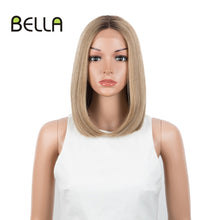 Load image into Gallery viewer, Bella Bob Wig Synthetic Lace Wig Short Blonde Bob Pink 613 Red Lemon Lace Short Hair 10-13 Inch Wigs For Women Lolita Cosplay
