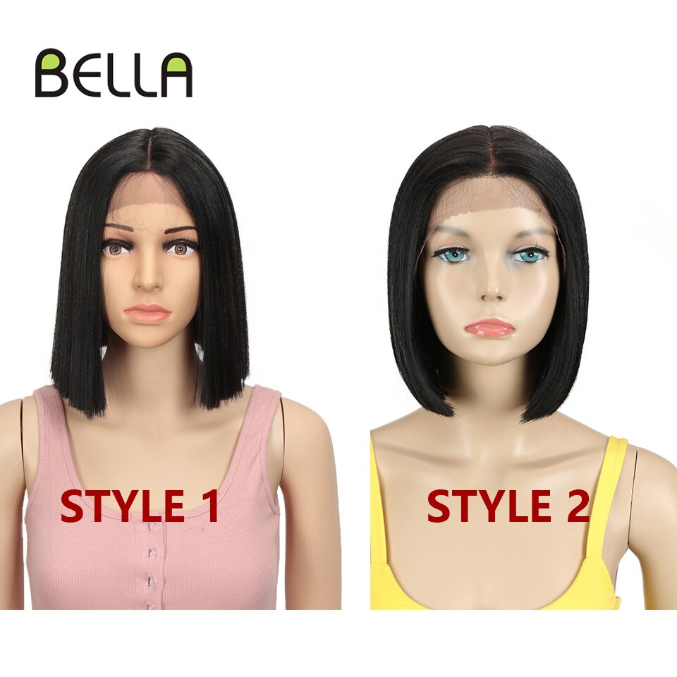 BELLA Synthetic Lace Wig Short Bob Wig Nature Color Blue Blonde Green 7 Colors Availabe 10&quot; Wigs For Women Heat Resistant