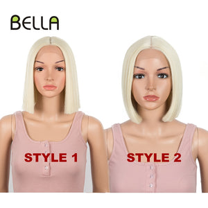 BELLA Synthetic Lace Wig Short Bob Wig Nature Color Blue Blonde Green 7 Colors Availabe 10&quot; Wigs For Women Heat Resistant