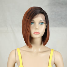 Load image into Gallery viewer, Bella  Synthetic Short Wig Bob Lace Wig10 Inch Omber Blonde 613 Brown Red Bob Straight Hair Side Part Wigs For Woman Cosplay
