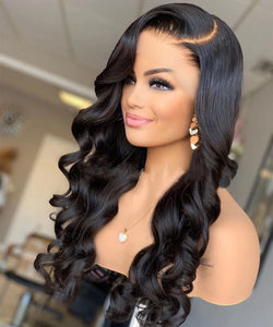 26Inch Long Water Wave Synthetic Lace Front Wigs With Baby Hair Heat Resistant Fiber Hair Daily Wear Wigs 180%Density