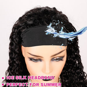 Headband Wig Human Hair Water Wave Glueless Brazilian Remy Wate Curly Headband Half Wigs For Black Women 150% 30 to 36 Inch