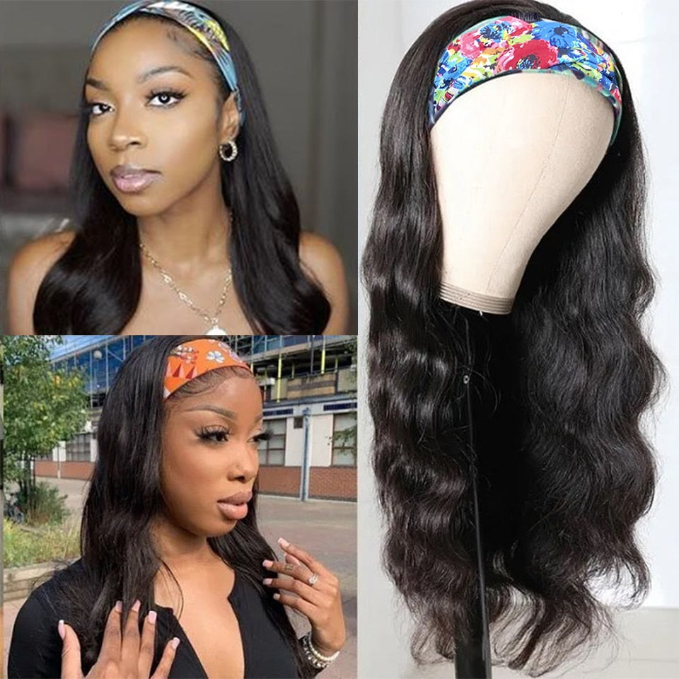 Headband Wig Human Hair Water Wave Glueless Brazilian Remy Wate Curly Headband Half Wigs For Black Women 150% 30 to 36 Inch