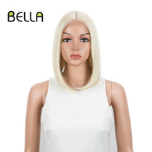 Load image into Gallery viewer, Bella Bob Wig Synthetic Lace Wig Short Blonde Bob Pink 613 Red Lemon Lace Short Hair 10-13 Inch Wigs For Women Lolita Cosplay
