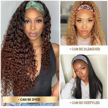 Load image into Gallery viewer, Nicelight Peruvian Hair Headband Wig Pre-Attached Scarf Machine Made Wig For Women Scarf Wig No Glue Deep Wave Human Hair Wigs
